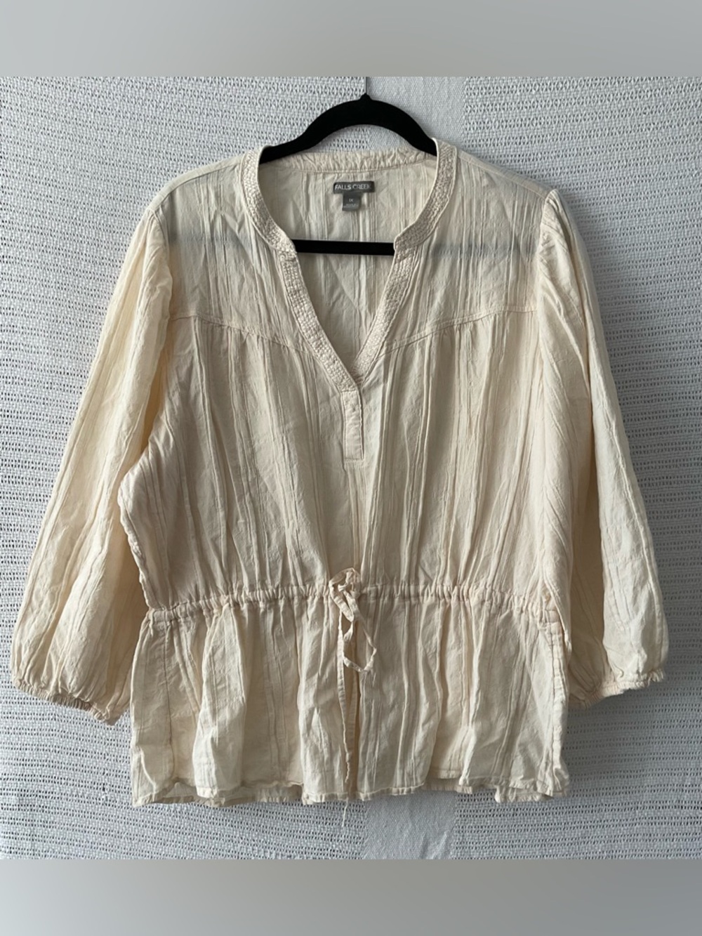 Falls Creek Cream Peasant-Style Drawstring Tunic